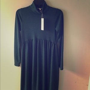 Roolee Dark Green Long-sleeved, turtleneck dress
